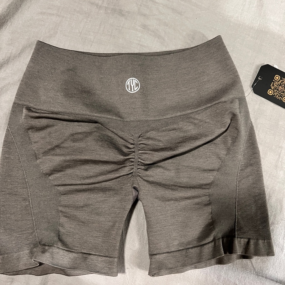 Til You Collapse Gray Bike Shorts High-Rise Moisture-Wicking